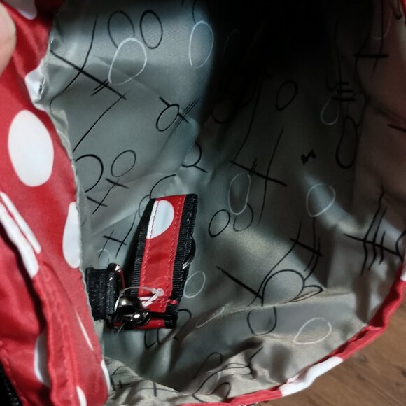 Lug Shimmy Crossbody Shoulder Bag Purse Red White Polka Dots Multiple Pockets - Picture 12 of 16